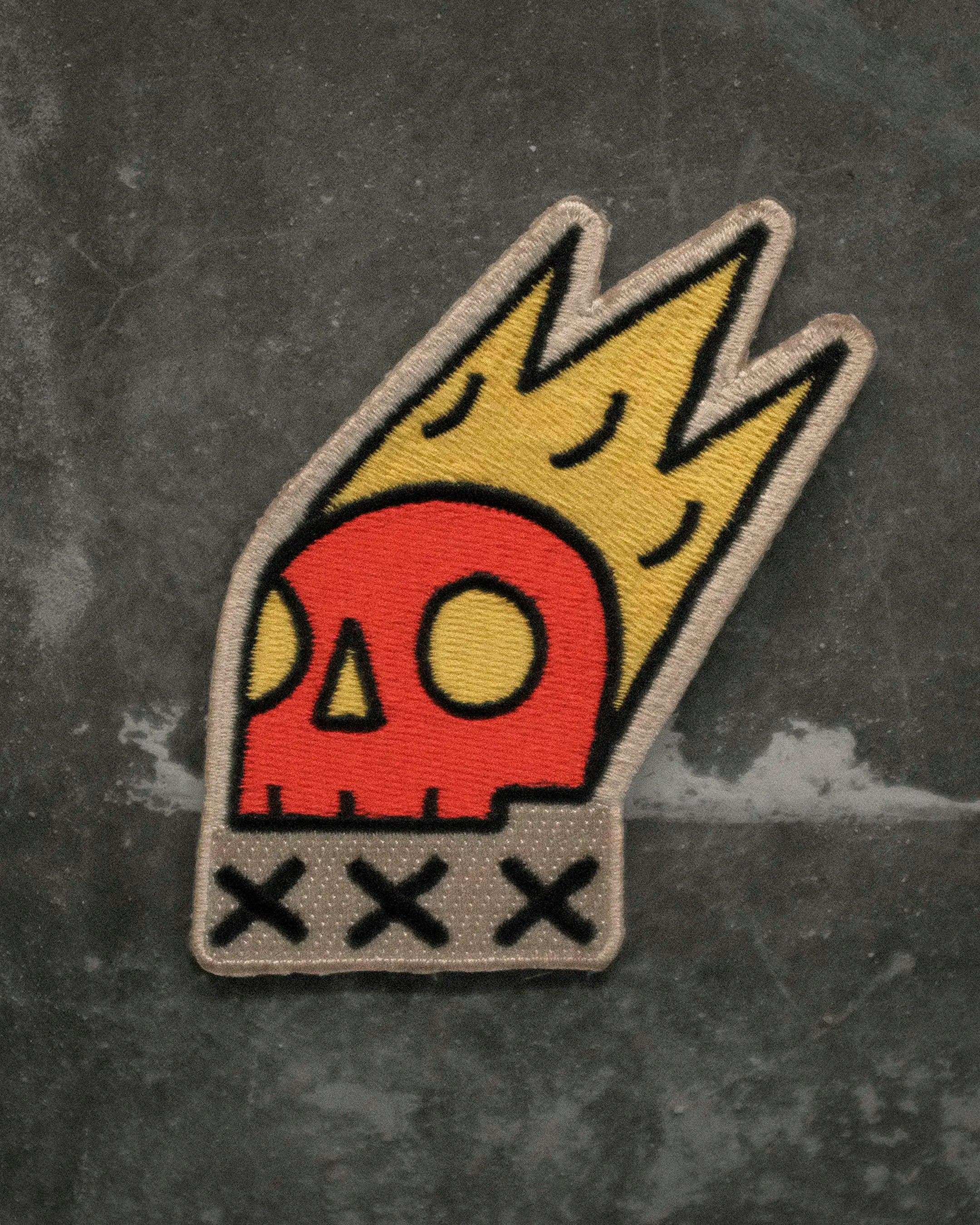 FLAMING SKULL BADGE