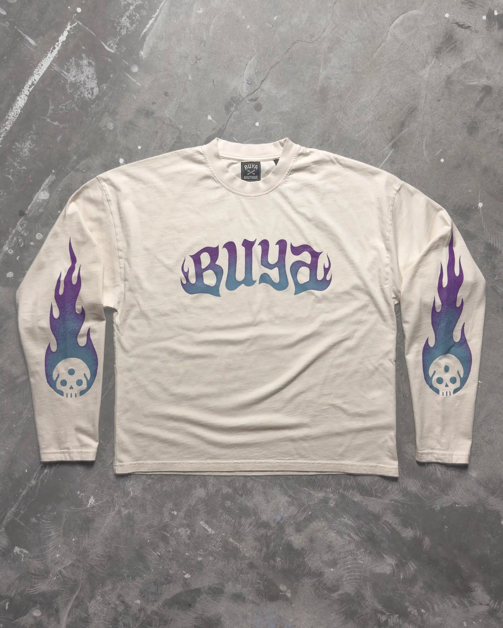 Up in Flames Long Sleeve Natural White