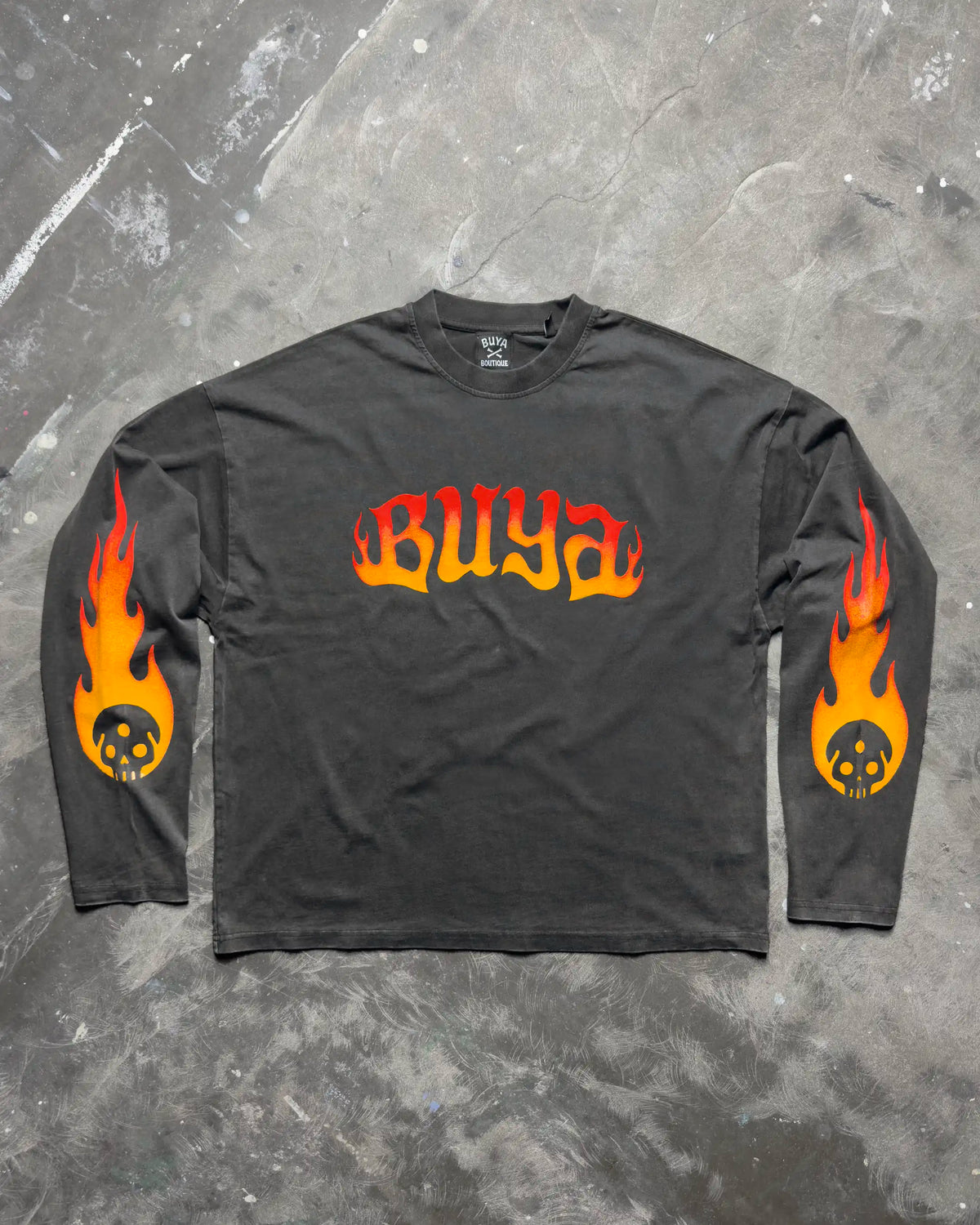 Up in Flames Long Sleeve Vintage Black
